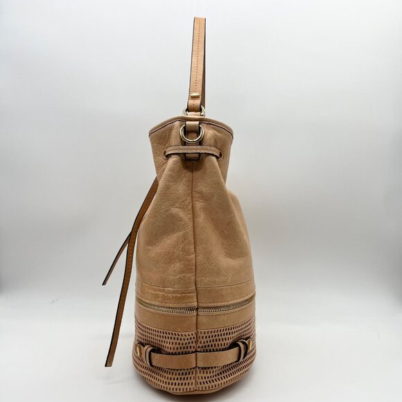 She + Lo Tan Perforated Drawstring Hobo Bag - Picture 3 of 10